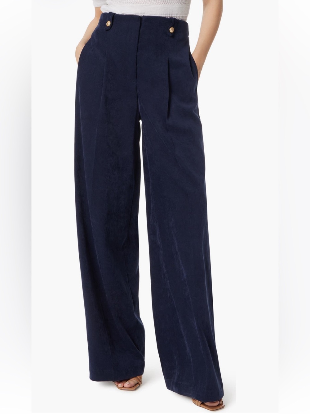 Sam Edelman Lorelai Pleated Wide Leg Pants (Off-White). See all pics